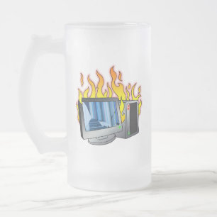 Computer Fire Frosted Glass Mok