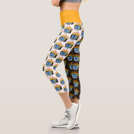 Computer Fire High Waisted Yoga Capris