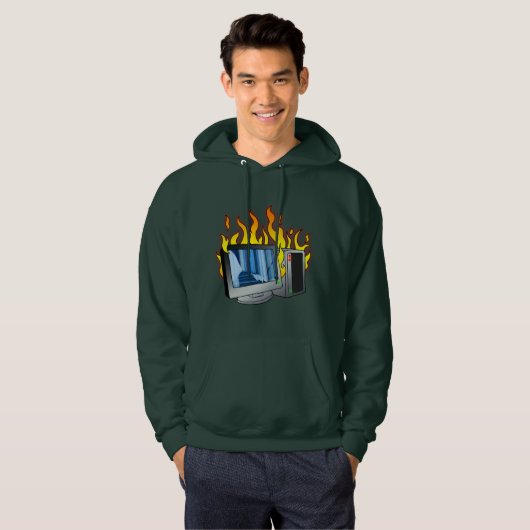 Computer Fire Mannen Hoodie (Voorkant volledig)