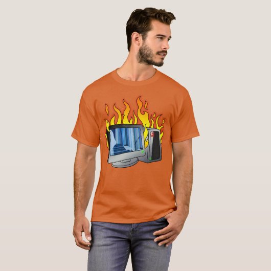 Computer Fire Mannen T-shirt (Voorkant volledig)