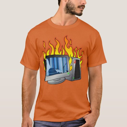Computer Fire Mannen T-shirt (Voorkant)