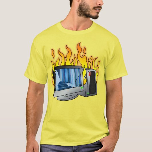 Computer Fire Mannen T-shirt (Voorkant)