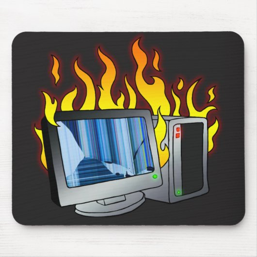 Computer Fire Mousepad Muismat (Voorkant)