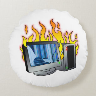 Computer Fire Ronde Kussen