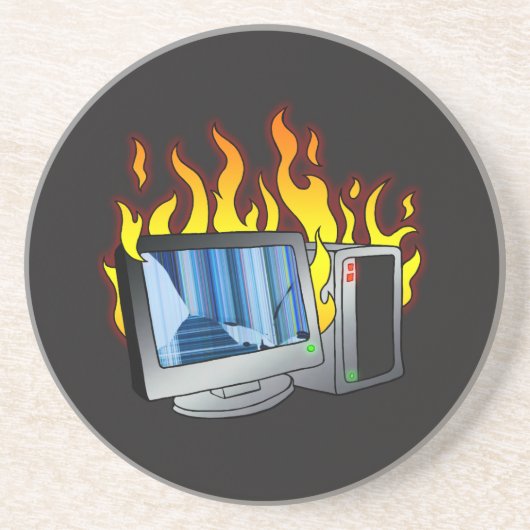 Computer Fire Sandstone Onderzetter (Voorkant)