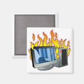 Computer Fire Square Magnet (Voorkant / Achterkant)