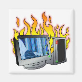 Computer Fire Square Magnet (Voorkant)