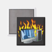 Computer Fire Square Magnet (Voorkant / Achterkant)