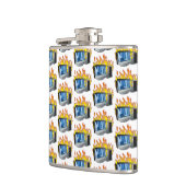 Computer Fire Vinyl verpakt kolf Heupfles (Links)