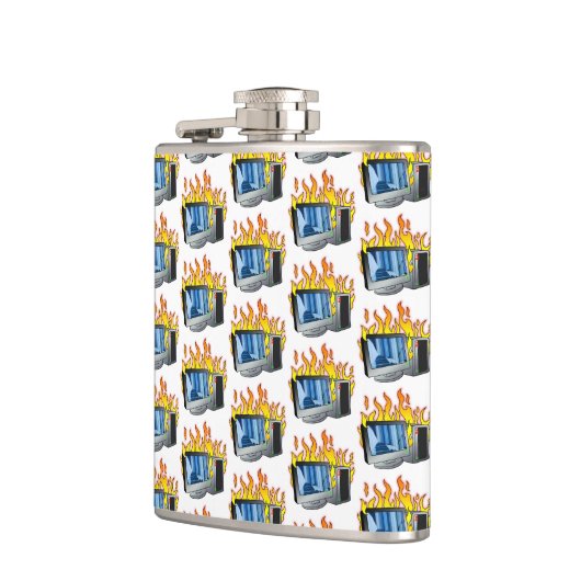 Computer Fire Vinyl verpakt kolf Heupfles (Links)