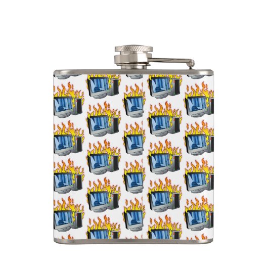 Computer Fire Vinyl verpakt kolf Heupfles (Achterkant)