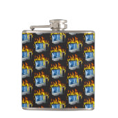 Computer Fire Vinyl verpakt kolf Heupfles (Voorkant)