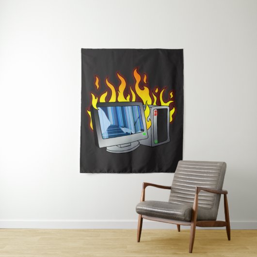 Computer Fire Wall Tapestry Wandkleed (In situ)