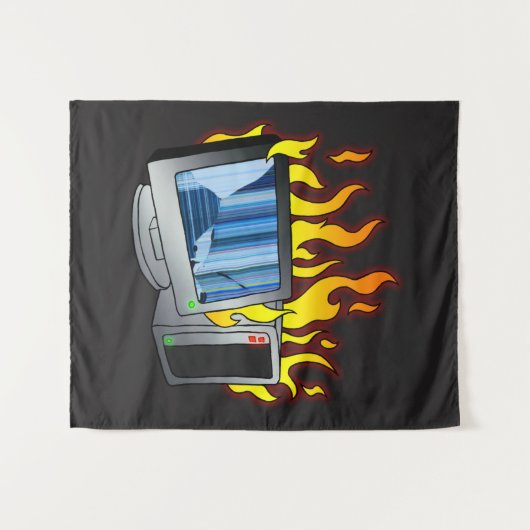 Computer Fire Wall Tapestry Wandkleed (Voorkant (horizontaal))