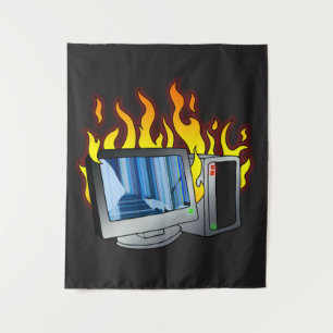 Computer Fire Wall Tapestry Wandkleed