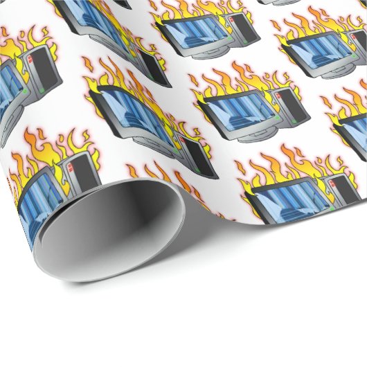 Computer Fire Wrapping Paper Cadeaupapier (Rol Hoek)