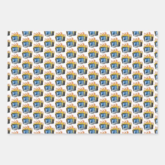 Computer Fire Wrapping Paper Flat Sheet Set van 3 (Voorkant 3)