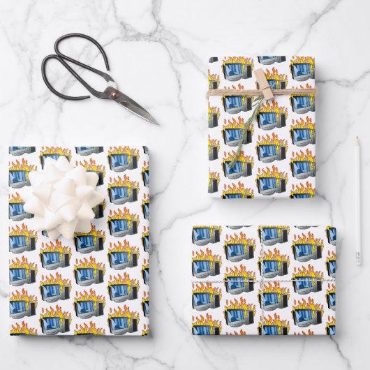 Computer Fire Wrapping Paper Flat Sheet Set van 3 (Voorkant)