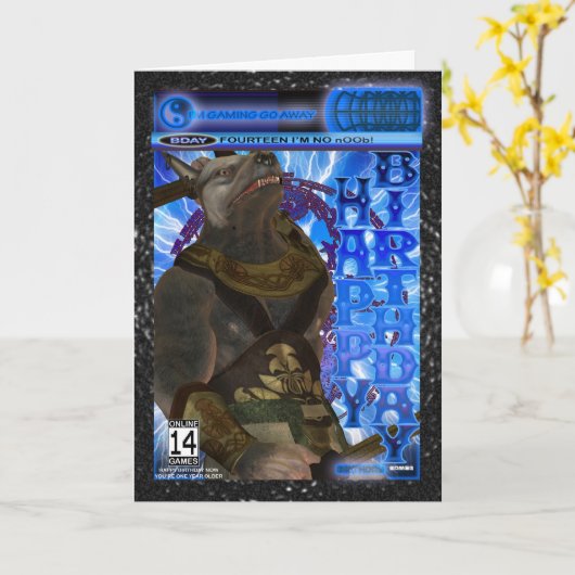 Computer Game Fan Verjaardag Kaart (Gele Bloem)