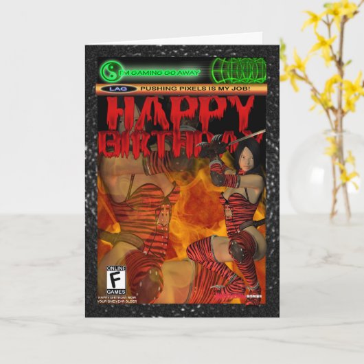 Computer Game Fan Verjaardag Kaart, console, pc Kaart (Gele Bloem)