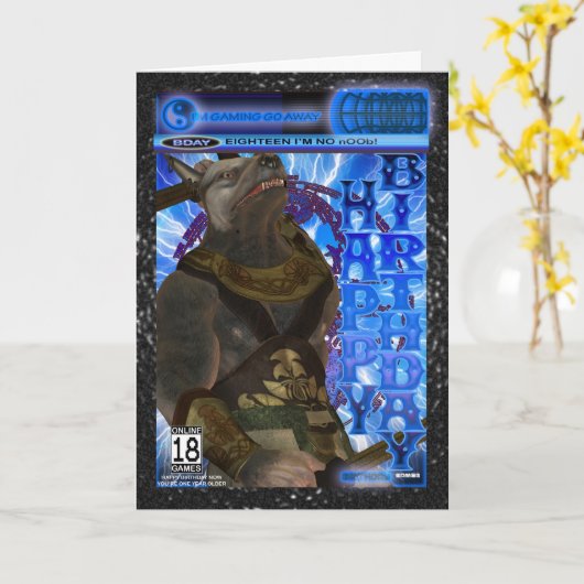 Computer Game Fan Verjaardag Kaart Modern (Gele Bloem)