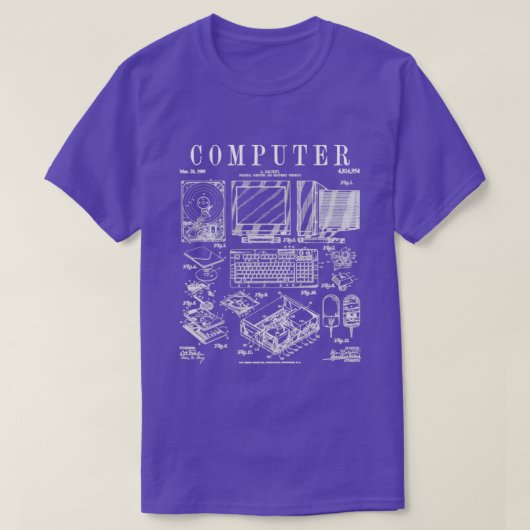 Computer Gamer Geek  IT PC Hardware Patent T-shirt (Design voorkant)