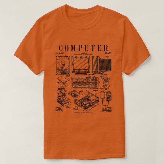 Computer Gamer Geek  IT PC Hardware Patent T-shirt (Design voorkant)