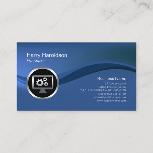 Computer Gears Icon PC Repair Visitekaartje (Voorkant)