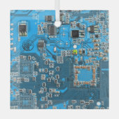 Computer Geek Circuit Board Blue Glas Ornament (Voorkant)