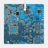 Computer Geek Circuit Board Blue Glas Ornament (Achterkant)