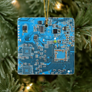Computer Geek Circuit Board Blue Keramisch Ornament