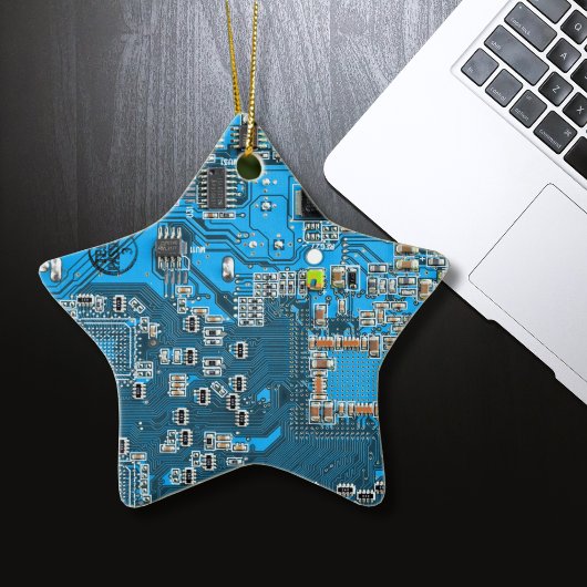 Computer Geek Circuit Board Blue Keramisch Ornament