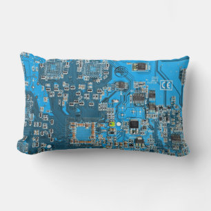 Computer Geek Circuit Board Blue Kussen