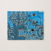 Computer Geek Circuit Board Blue Legpuzzel (Horizontaal)