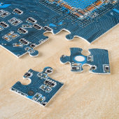 Computer Geek Circuit Board Blue Legpuzzel (Zijkant)