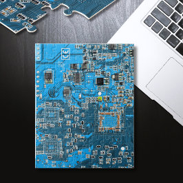 Computer Geek Circuit Board Blue Legpuzzel