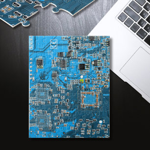 Computer Geek Circuit Board Blue Legpuzzel