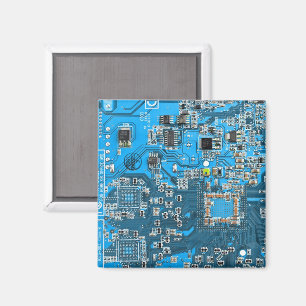 Computer Geek Circuit Board Blue Magneet