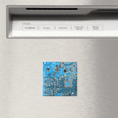Computer Geek Circuit Board Blue Magneet (Insitu (Vaatwasser))
