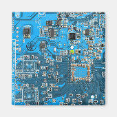 Computer Geek Circuit Board Blue Magneet (Voorkant)