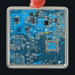 Computer Geek Circuit Board Blue Metalen Ornament<br><div class="desc">Ben je op zoek naar cadeaus voor computergeeks? Deze is voor de Geek in ons allemaal. Computer Geek Circuit Board</div>