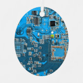 Computer Geek Circuit Board Blue Metalen Ornament (Voorkant)