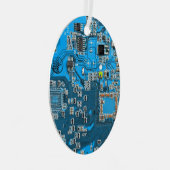 Computer Geek Circuit Board Blue Metalen Ornament (Voorkant Rechts)