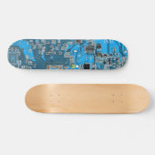 Computer Geek Circuit Board Blue Skateboard (Horizontaal)