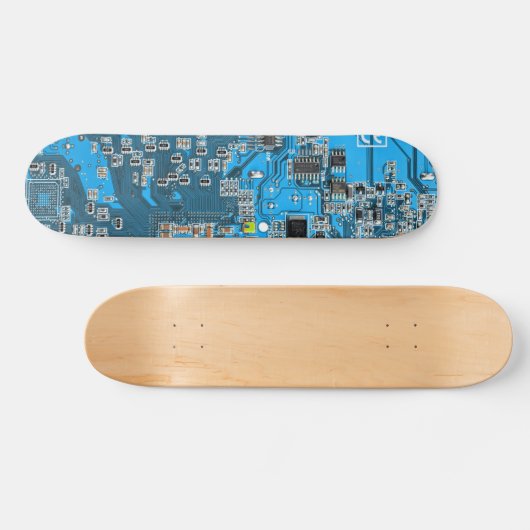 Computer Geek Circuit Board Blue Skateboard (Horizontaal)