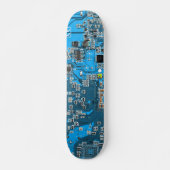 Computer Geek Circuit Board Blue Skateboard (Voorkant)