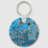 Computer Geek Circuit Board Blue Sleutelhanger (Voorkant)