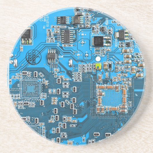 Computer Geek Circuit Board Blue Zandsteen Onderzetter (Voorkant)