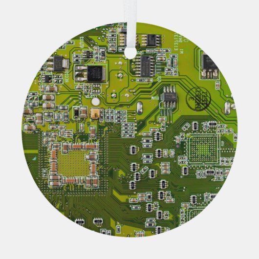 Computer Geek Circuit Board Light Green Glas Ornament (Achterkant)
