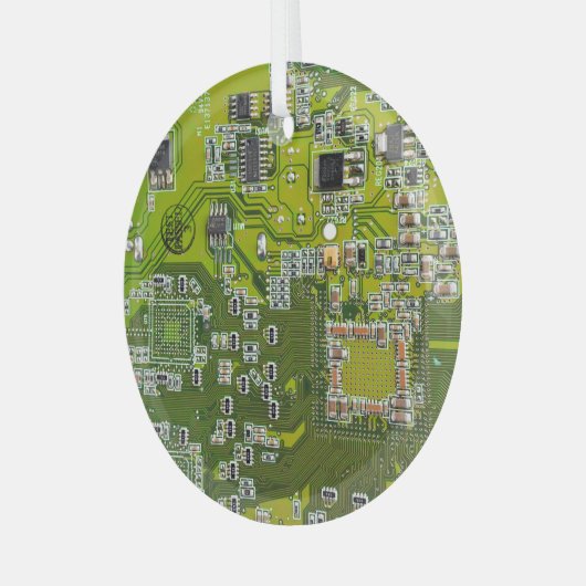Computer Geek Circuit Board Light Green Glas Ornament (Voorkant links)